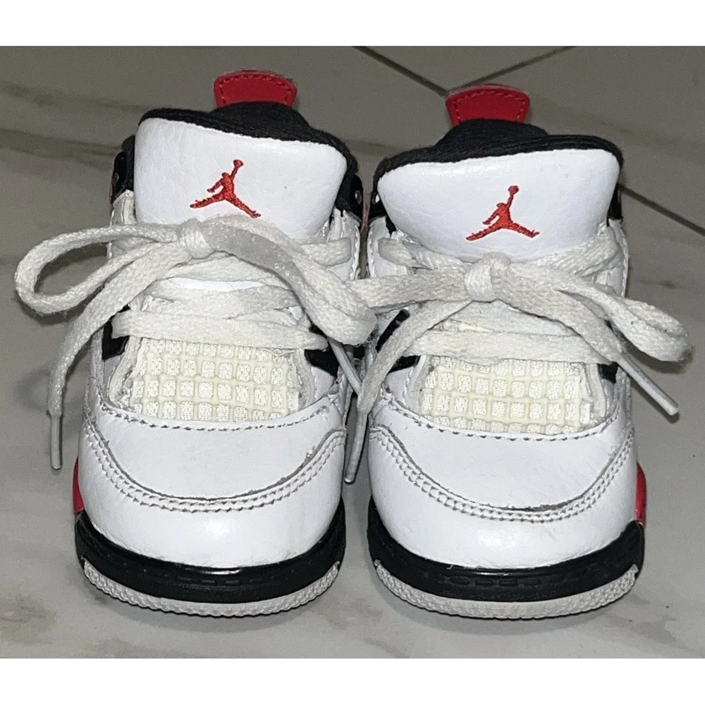 Nike Air Jordan 4 Retro TD Fire Red Toddler Baby Sneakers Size 4C